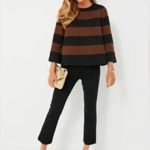Tuckernuck Black and Brown Striped Mia Blouse